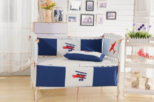 Изображение товара Бортики в кроватку для новорожденных+комплект постельного белья, DK-08, 7 предметов, Вальтери