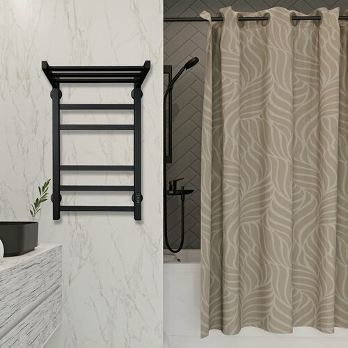 Полотенцесушитель электрический MySpace Grace с полкой 7040 таймер скрытый монтаж универсальное подключение Черный муар 16650₽