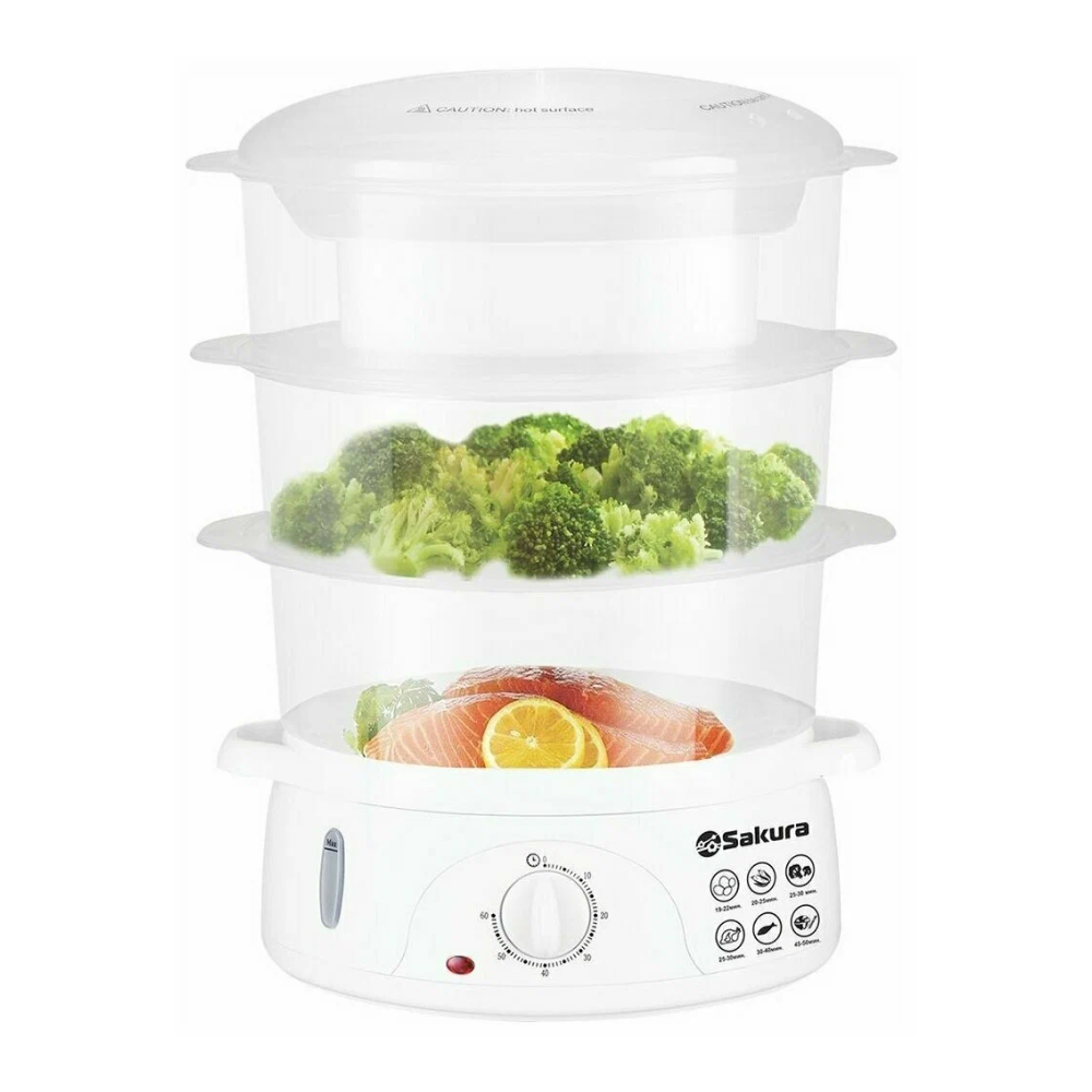 фото Пароварка SAKURA SA-7214 3ч 9л 800Вт белый