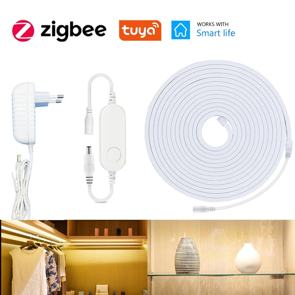 CENFAYA Tuya Zigbee неоновая светодиодная лента 1-5 м теплый белый RGB, 3m Full Kit, EU Plug