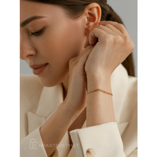 Браслет-цепочка Юверос, красное золото, 585 проба, длина 20 см.