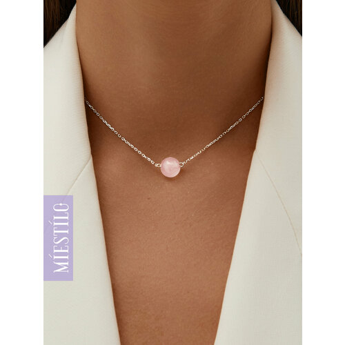 Колье MIESTILO, серебро, 925 проба, родирование, кварц, длина 40 см., серебристый