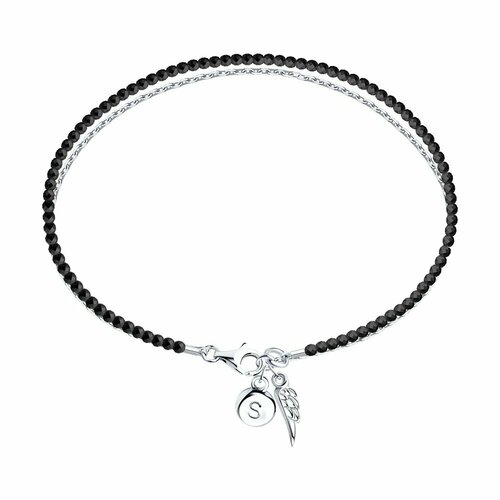Браслет Diamant online серебро 925 проба шпинель длина 18 см черный 3113₽
