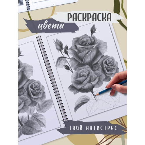 Альбом для скетчинга Раскраска с эскизами А4 антистресс обучение рисованию 