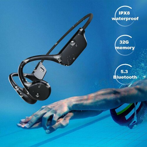 Беспроводные Bluetooth наушники для подводного плавания с костной проводимостью IPX8 память 32 ГБ MP3 плеер спортивная гарнитура для плавания 3700₽