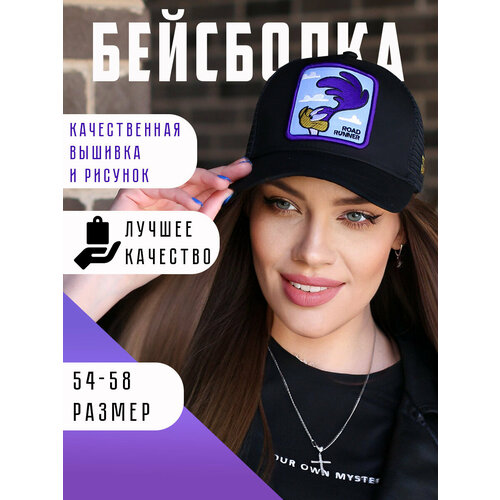 фото Бейсболка looney tunes бейсболка мужская женская летняя брендовая для мужчин и женщин, размер 56-58, black/blue ganalyly