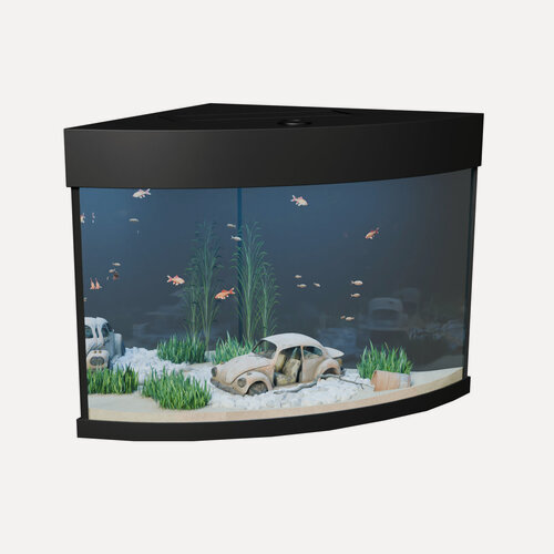 Изображение товара Аквариум 60 литров угловой с крышкой и освещением (46х46х44см) для рыбок