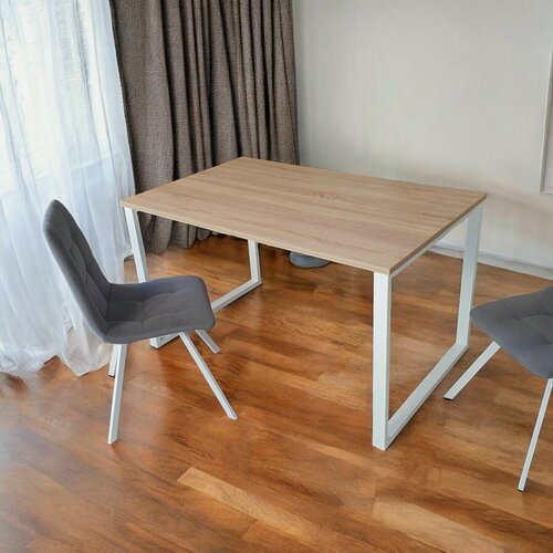 Изображение товара Стол обеденный/ Лофт, 130*80 см, цвет столешницы Дуб Сонома, Ножки лофт белые.