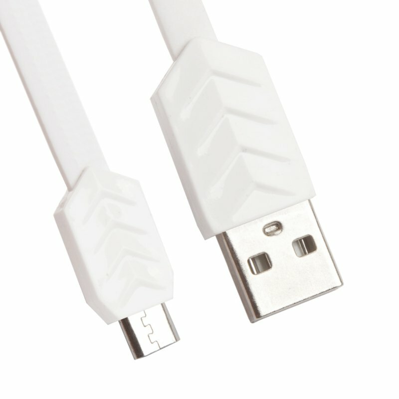 USB Дата-кабель Remax Fishbone для смартфона MicroUSB плоский пластиковые разьемы 1 метр белый
