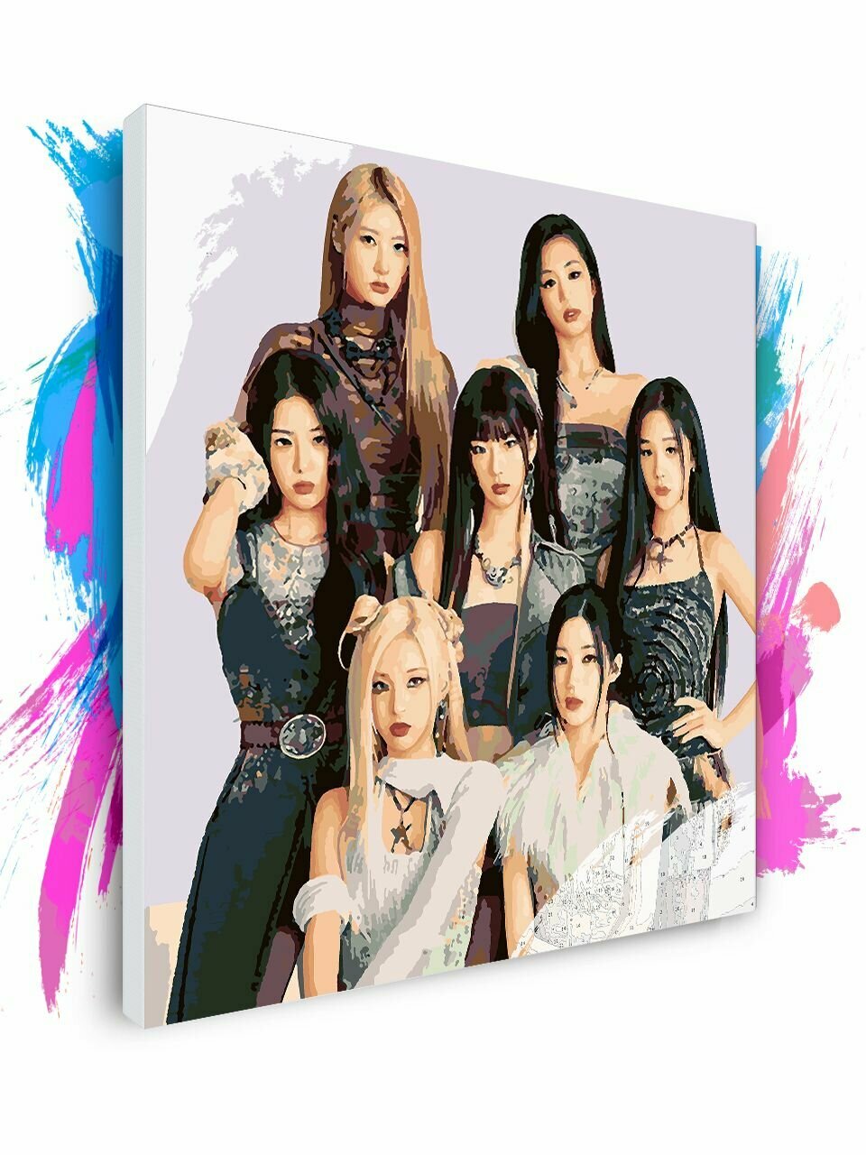 Картина по номерам на холсте BABYMONSTER - Всемером 120 х 120 см