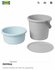 Набор ведро и таз IKEA PEPPRIG, с крышкой, круглая форма, 3 предм...