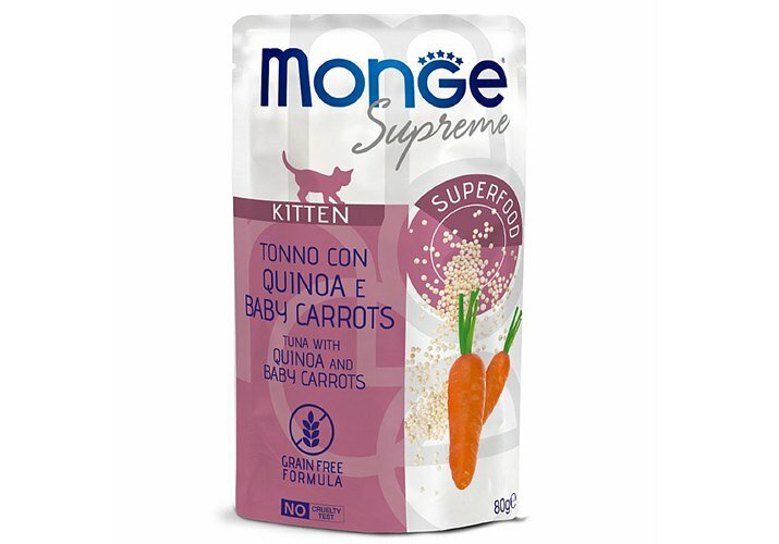 Мини набор №1 Влажный корм для котят Monge Supreme kitten, паучи 12 шт по 80гр (3 вкуса по 4шт) — фото 1