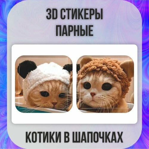 Парные 3D наклейки стикеры на телефон Котики Кот Мемы 299₽