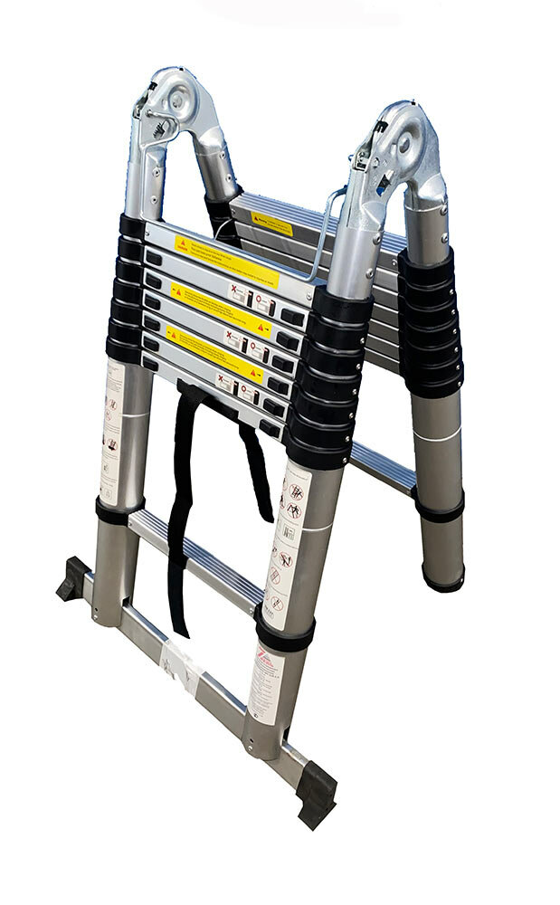 Телескопическая Лестница Стремянка Sevenberg Qh 2X8 Ступеней (2,5 М.+2,5 М.), Длина 5.0 М, Нагрузка 150 Кг.