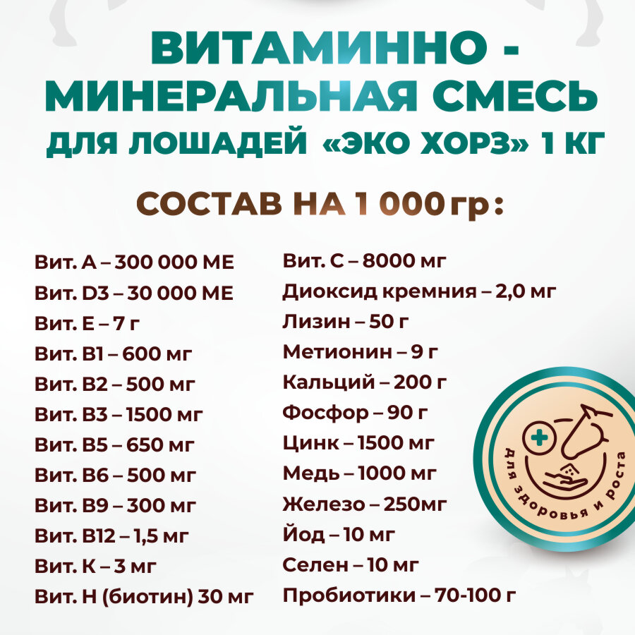 Картинки Витаминно-минеральная смесь, для лошадей и жеребят хобби класса, 1кг