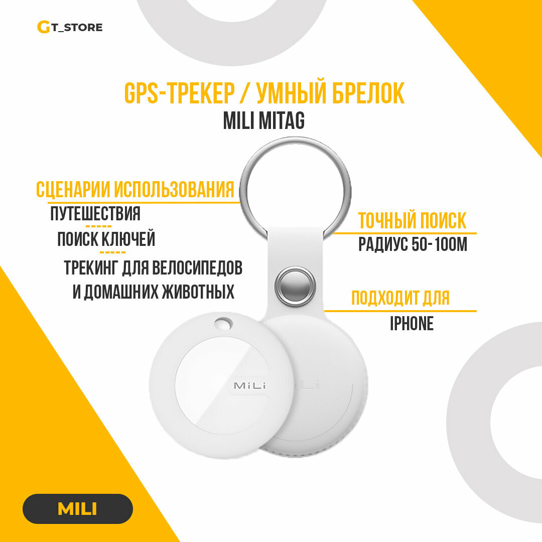 Умный брелок GPS-трекер MiLi MiTag (1 pack) Белый с поддержкой Bluetooth и GPS