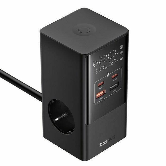Сетевое зарядное устройство Baseus PowerCombo 7 в 1 Tower PowerStrip 3AC+2U+2С 35W CCGAN35-S3ACE — фото 1