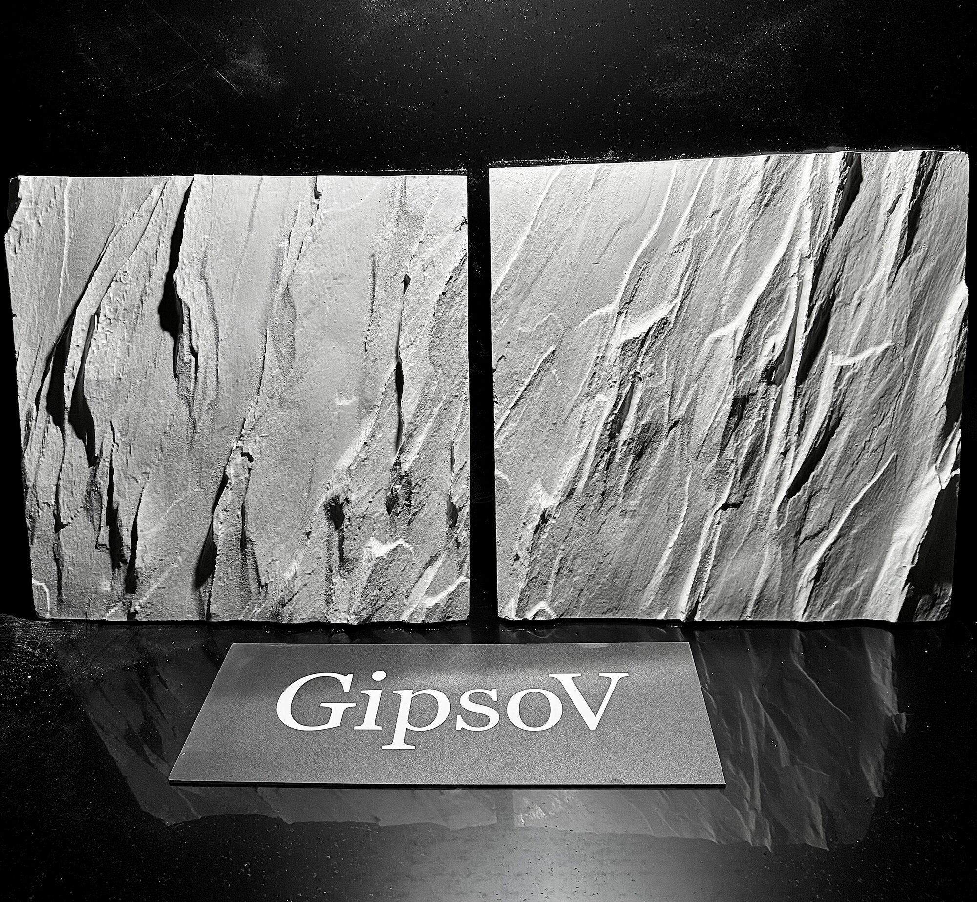 Гипсовые 3D-панели GipsoV "Скала" GV0053, белые, под покраску, рельеф 35 мм, 50x50 см