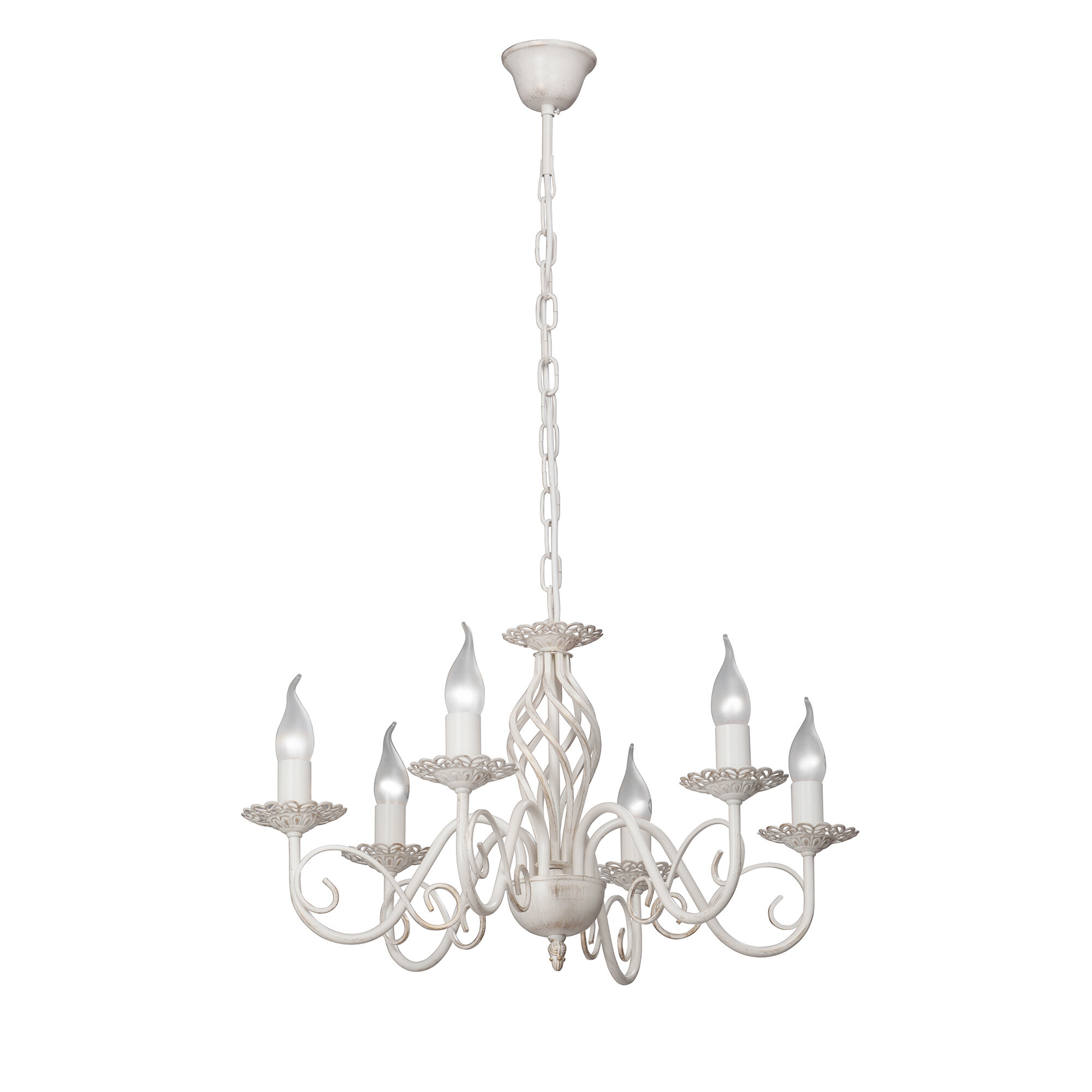 Люстра подвесная Vitaluce V1104/6 , 6 ламп 18м2, Е14, 60Вт, цвет бело-бежевый матовый с золотом.