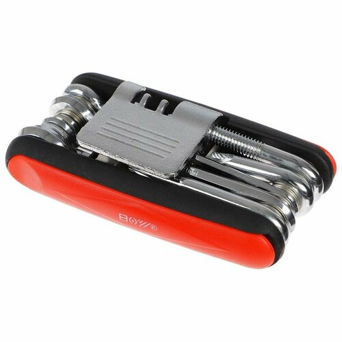 Набор велоинструментов мультиключ для велосипеда, 11 в одном, цвет красный/черный