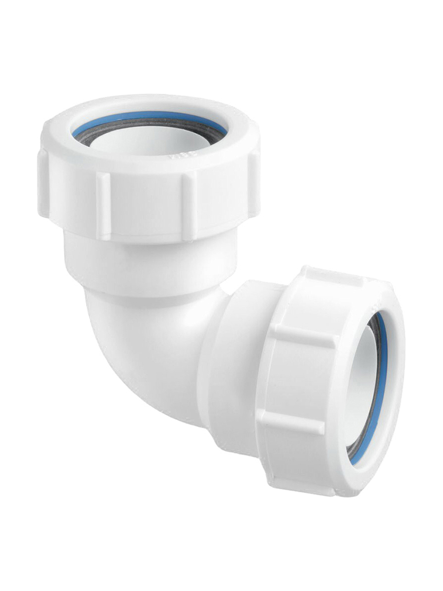 Отвод McAlpine 40х90° белый двухраструбный (зажим. гайки) арт. 40A-WH