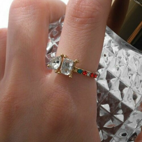 Кольцо, размер 18, мультиколор кольцо для платка цветок майорка цветное в золоте