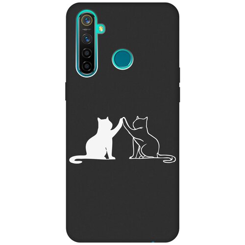 Матовый Soft Touch силиконовый чехол на realme 5 Pro, Рилми 5 Про с 3D принтом Cats W черный матовый soft touch силиконовый чехол на realme 5 pro рилми 5 про с 3d принтом cut it w черный