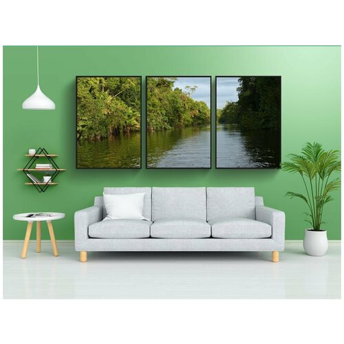 фото Набор модулных постеров для интерьера "поток, тропический лес, коста рика" 60x90 см. в тубусе, без рамки lotsprints