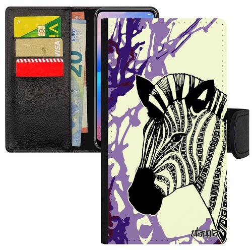 фото Дизайнерский чехол книжка на мобильный // apple iphone xs // "зебра" zebra саванна, utaupia, серый