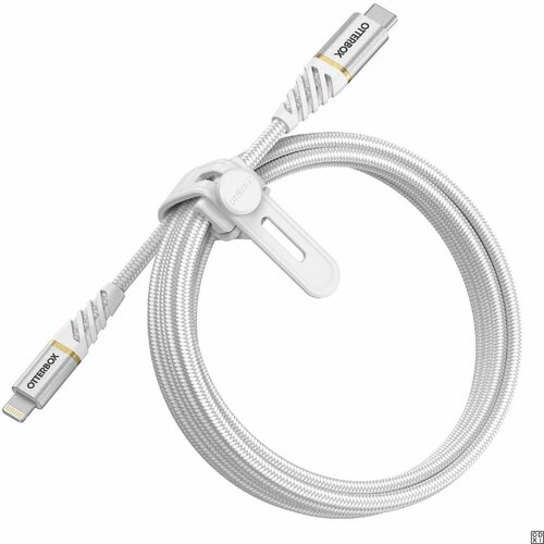 Кабель OtterBox Lightning / USB-C, 2 метра, Premium, для быстрой зарядки, цвет Cloudy Sky (White), белый (78-52652) кабель otterbox usb c usb a 2 метра premium для быстрой зарядки цвет cloud white белый 78 52668