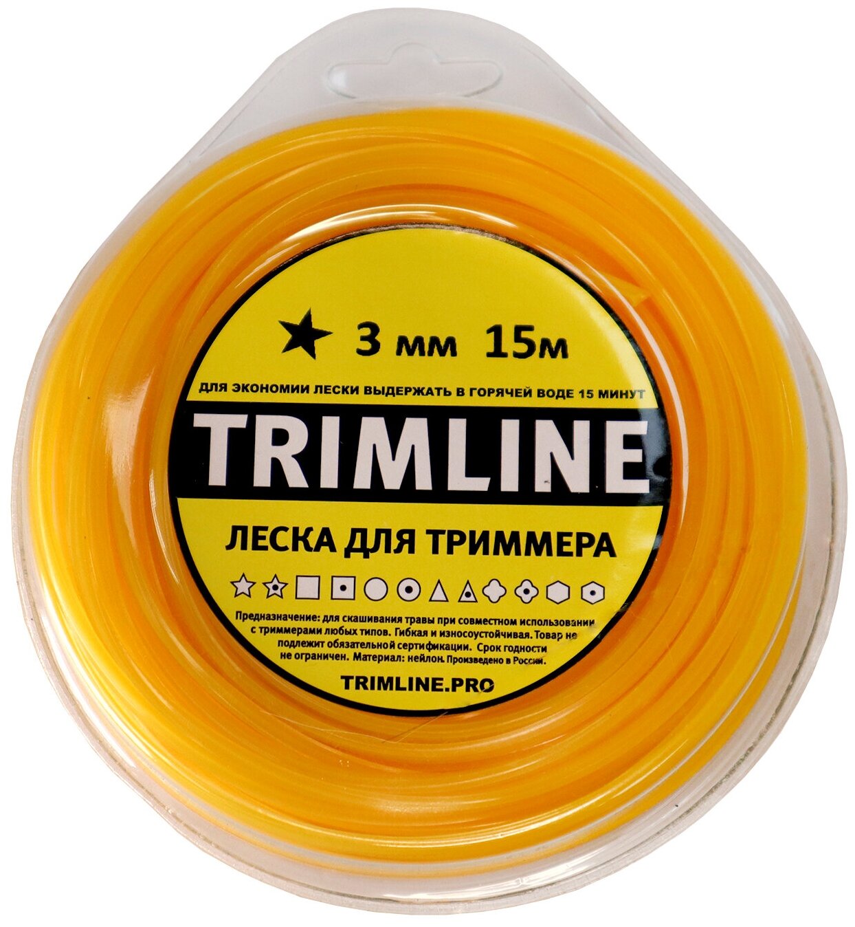 Леска для триммера TrimLine, сечение звезда, диаметр 3 мм, длина 15 м, блистер - фотография № 3