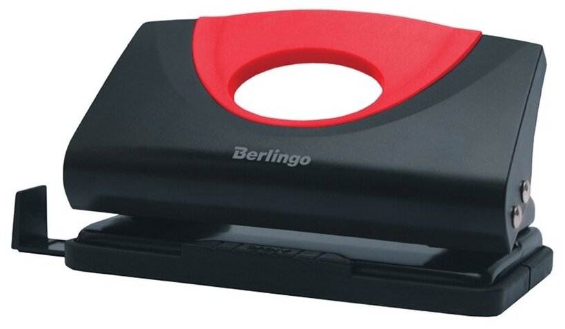 Дырокол Berlingo "Office Soft", 10 листов, пластиковый, красный, с линейкой (DDp_10163)
