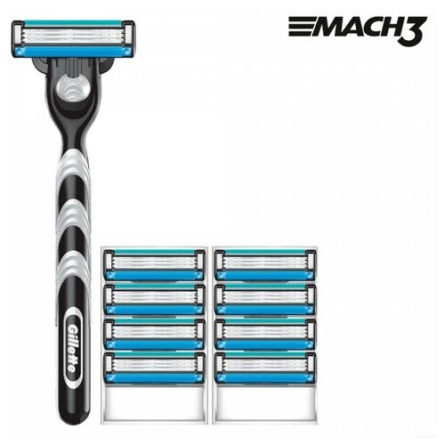 Бритвенный станок Gillette Mach3 + 8 сменных кассет Mach3 мой выбор станок бритвенный и 12 сменных кассет совместимы с gillette mach3