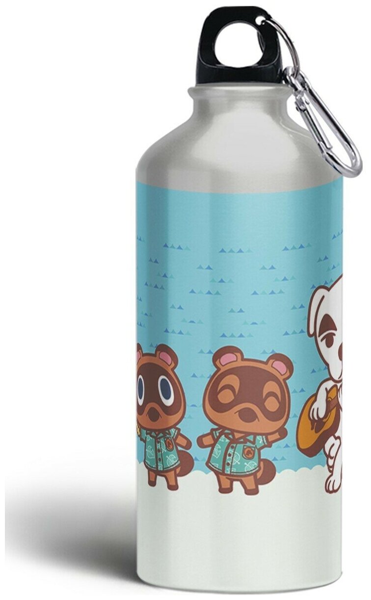 Бутылка спортивная,туристическая фляга, 500мл с карабином Animal Crossing New Horizons 5