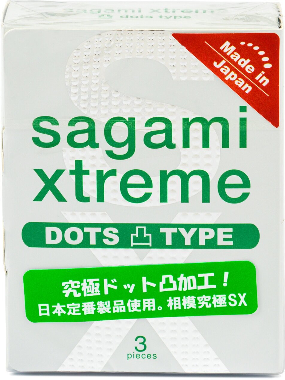 Презервативы с точечной текстурой и с линиями Sagami Xtreme Type E - 3 шт.