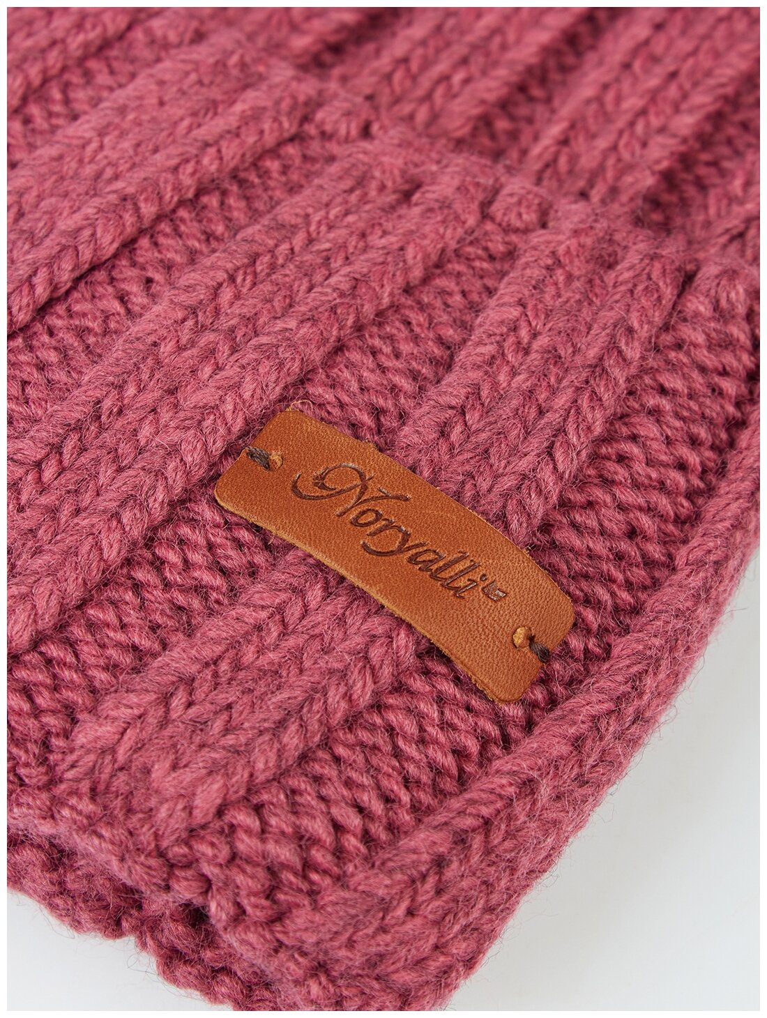 Шапка бини Noryalli, демисезон/зима, шерсть, вязаная, утепленная, размер OneSize, розовый - фотография № 3