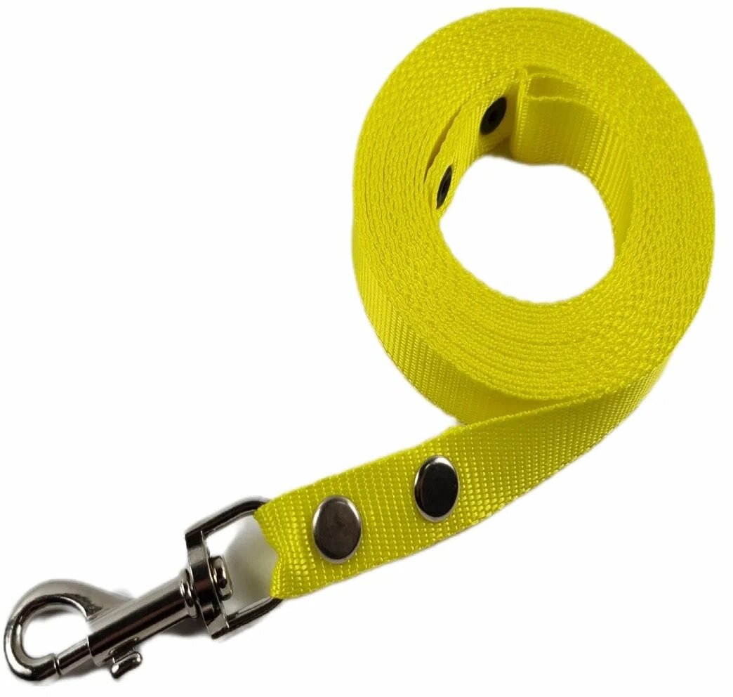 Поводок нейлоновый для собак 1 м х 20 мм (Желтый) - фотография № 1