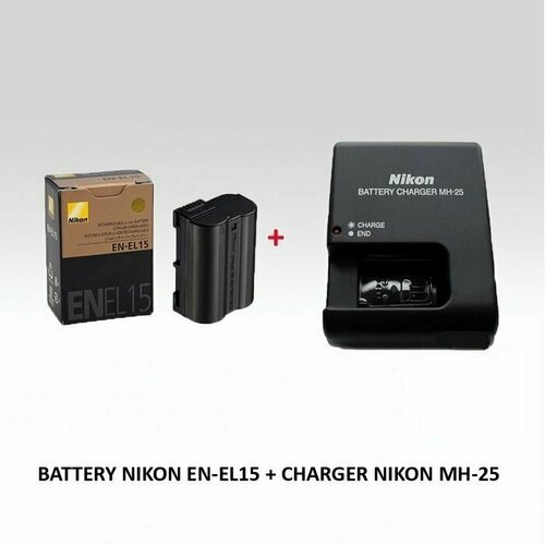 Батарея NIKON EN-EL15A + зарядка NIKON MH-25 аккумулятор для фотоаппарата nikon en el15 en el15a 1600mah