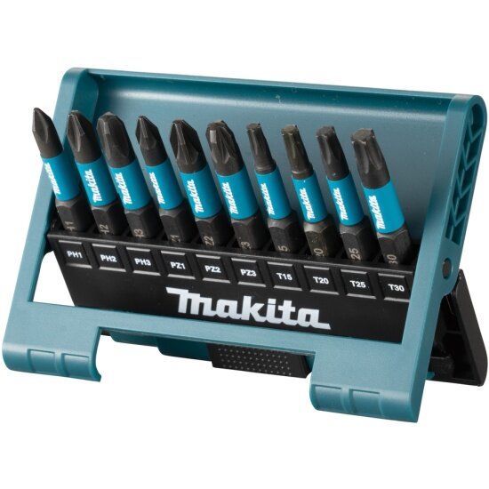 Набор бит MAKITA Impact Black 50 мм 10 шт.(PH1,PH2,PH3,PZ1,PZ2,PZ3,T15,T20,T25,T30) - фотография № 2