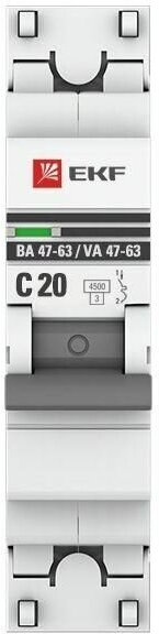 PROxima ВА 47-63 mcb4763-1-20C-pro Автоматический выключатель однополюсный 20А (4.5 кА, C) EKF - фото №2