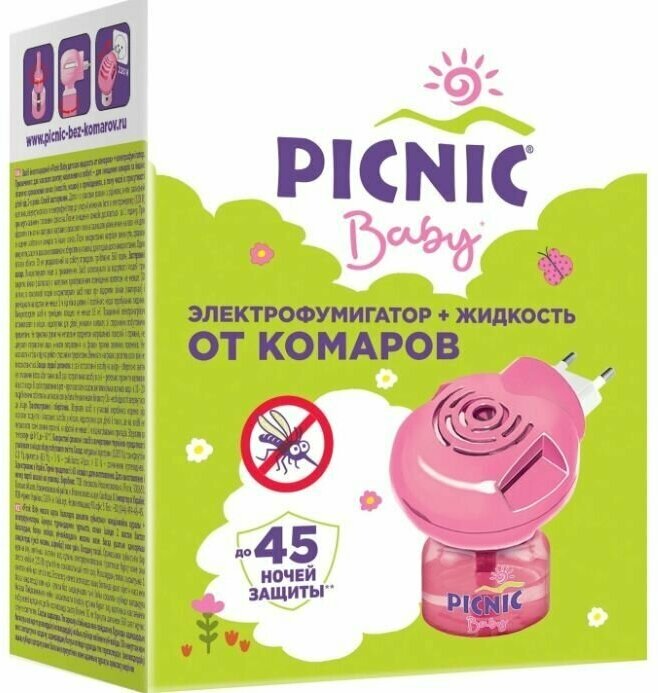 Фумигатор+жидкость от комаров, Picnic Baby, детская, 30 мл