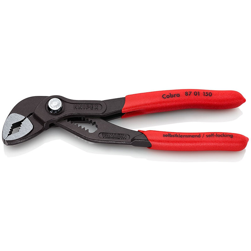 Клещи переставные KNIPEX COBRA® зев 32 мм, длина 150 мм, фосфатированные, обливные ручки