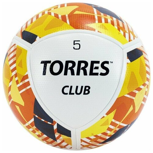 фото Мяч футбольный torres club f320035, размер 5, 10 панелей, оранжево-серый