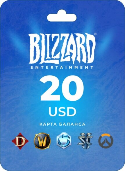 Пополнение счета Blizzard (Battle NET) на 20 USD ($) Америка / Код активации доллары / Подарочная карта Близзард (Батл Нет) / Gift Card Battle NET