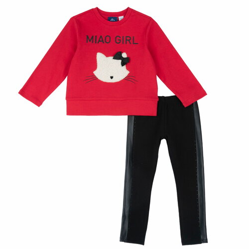 Комплект одежды Chicco, джемпер и брюки, повседневный стиль, размер 110, красный, черный