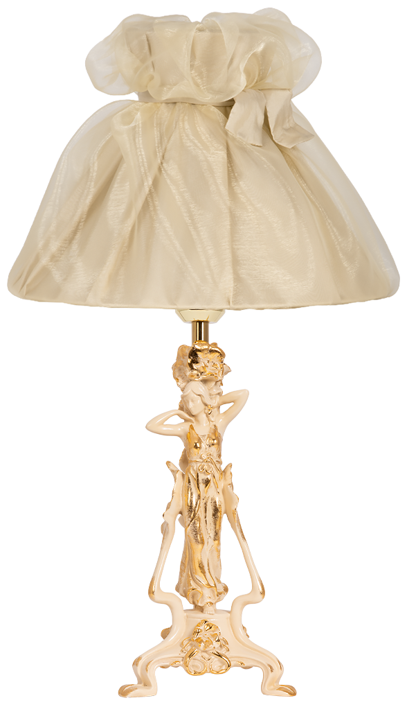 Настольная лампа Bogacho Флора кремовая с бежевым абажуром Мадлен