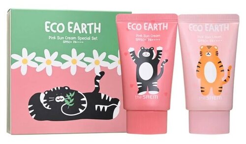 The Saem Лимитированный набор солнцезащитных кремов Eco Earth Pink Sun Cream Special Set SPF 50+, 50 мл, 2 шт