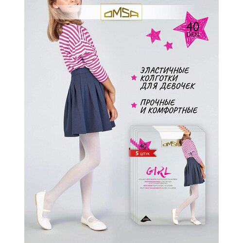 колготки omsa kids girl колготки детские 40 ден nero Колготки OMSA KIDS, 40 den, 5 шт., размер 6-8, белый