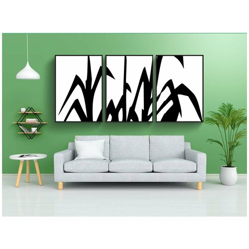 фото Набор модулных постеров для интерьера "чернить, силуэт, растения" 60x90 см. в тубусе, без рамки lotsprints