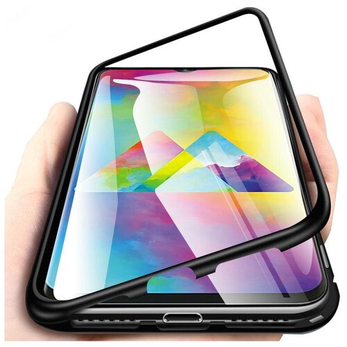 фото Чехол-бампер mypads для xiaomi mi note 10 / note 10 pro / mi cc9 pro магнитный из закаленного стекла и металла с двухсторонней прозрачной крышкой металлический защитный противоударный черный
